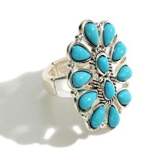 NEW Adjustable Stretch Band Turquoise Statement Ring